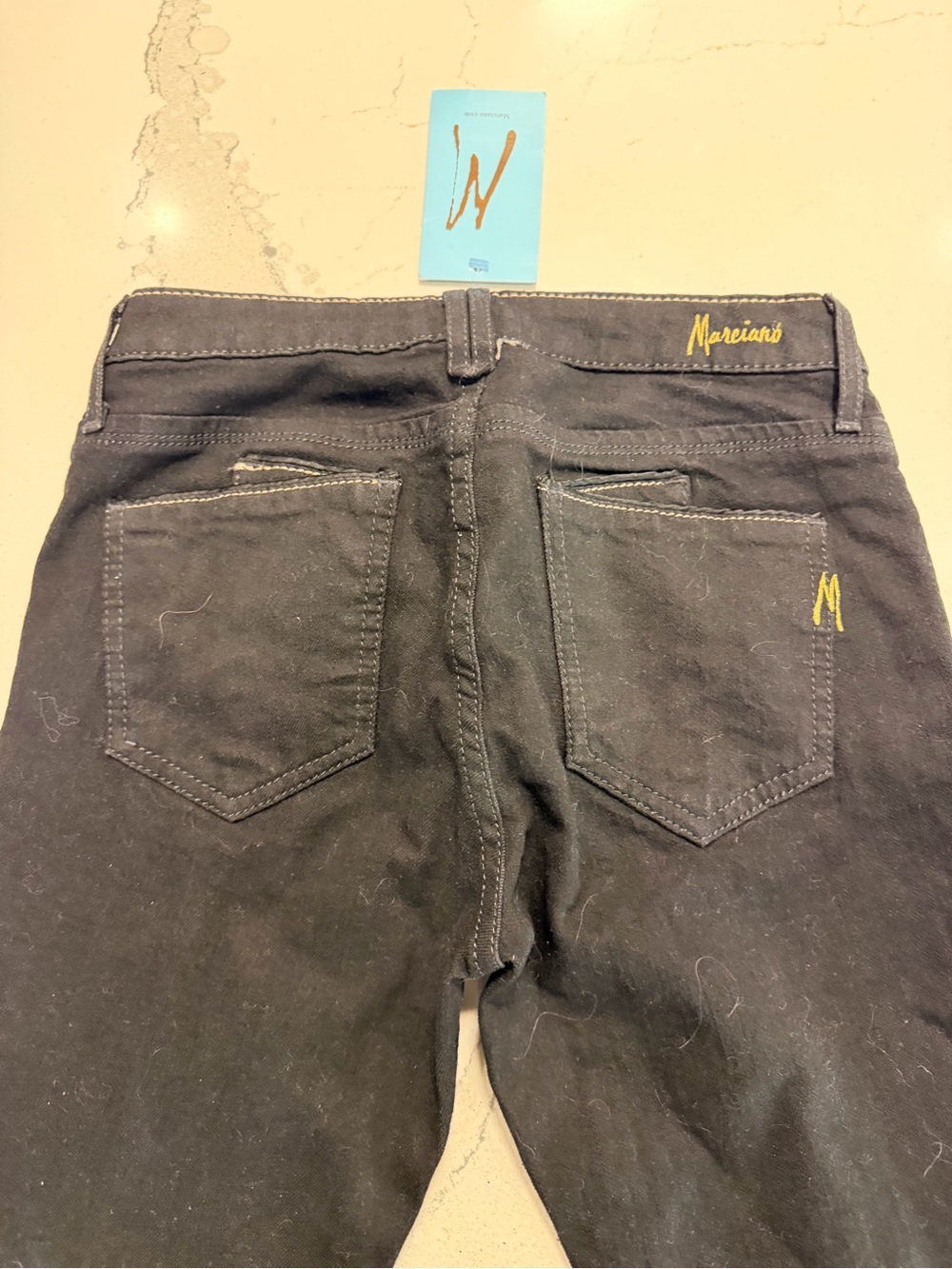 Marciano Black Slim Straight Jeans with Yellow Stitching